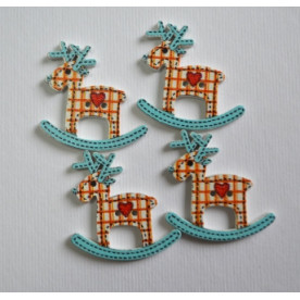 Дерев'яна гудзик Конячка-качалка, колір помаранчевий, 3,2 см, 1 шт