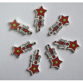 Дерев'яна гудзик Чарівна паличка, колір червоний, розмір 2,5 см, 1 шт