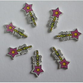 Дерев'яна гудзик Чарівна паличка, зелений, розмір 2,5 см, 1 шт