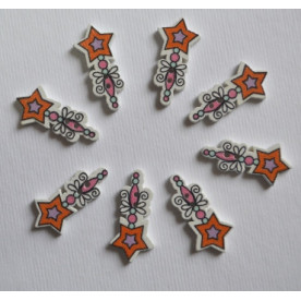 Деревянная пуговица Волшебная палочка, розовый, размер 2,5 см, 1 шт