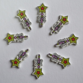 Деревянная пуговица Волшебная палочка, фиолетовый, размер 2,5 см, 1 шт