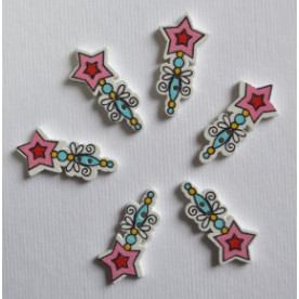 Деревянная пуговица Волшебная палочка, голубой, размер 2,5 см, 1 шт