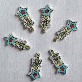 Дерев'яна гудзик Чарівна паличка, салатовий, розмір 2,5 см, 1 шт