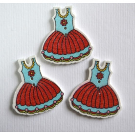 Деревянная пуговица Платье, цвет красный, 3 см, 1 шт