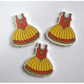 Деревянная пуговица Платье, цвет желтый, 3 см, 1 шт