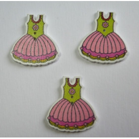 Деревянная пуговица Платье, цвет розовый, 3 см, 1 шт