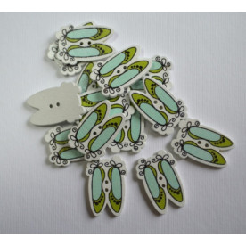 Дерев'яна гудзик Туфельки, зелений, розмір 2,5 см, 1 шт