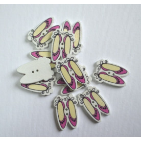 Дерев'яна гудзик Туфельки, темно-рожевий, розмір 2,5 см, 1 шт