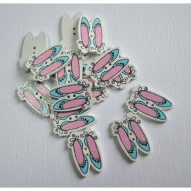 Дерев'яна гудзик Туфельки, блакитний, розмір 2,5 см, 1 шт