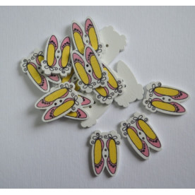 Дерев'яна гудзик Туфельки, жовтий, розмір 2,5 см, 1 шт