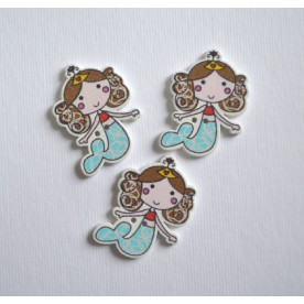 Деревянная пуговица Русалочка, цвет коричневый, размер 3,3 см, 1 шт