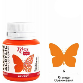 Акрил для декору, Оранжевий, глянцевий, 20 мл, ROSA TALENT