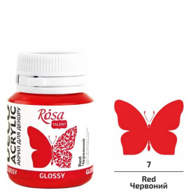 Акрил для декору, Червоний, глянцевий, 20 мл, ROSA TALENT