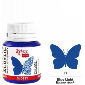 Акрил для декору, Блакитний, глянцевий, 20 мл, ROSA TALENT