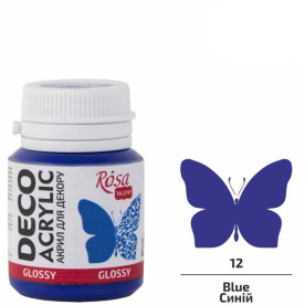 Акрил для декора, Синий, глянцевый, 20 мл, ROSA TALENT