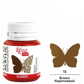 Акрил для декору, Коричневий, глянцевий, 20 мл, ROSA TALENT
