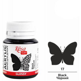 Акрил для декору, Чорний, глянцевий, 20 мл, ROSA TALENT