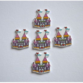 Дерев'яна гудзик Замок принцеси, фіолетовий, 3 см, 1 шт