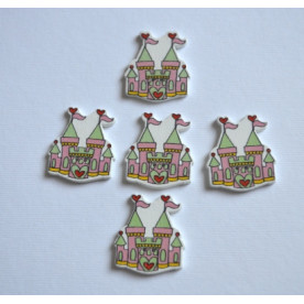 Дерев'яна гудзик Замок принцеси, рожевий, 3 см, 1 шт