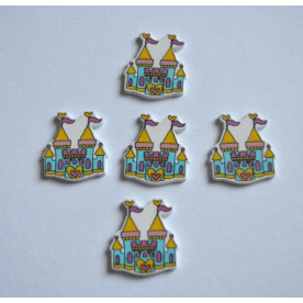 Дерев'яна гудзик Замок принцеси, блакитний, 3 см, 1 шт