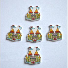 Деревянная пуговица Замок принцессы, зеленый, 3 см, 1 шт