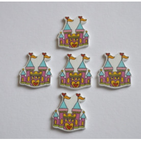 Деревянная пуговица Замок принцессы, сиреневый, 3 см, 1 шт