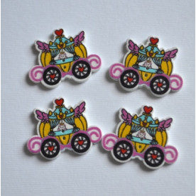 Деревянная пуговица Карета , цвет розовый, размер 3,5*2,5, 1 шт