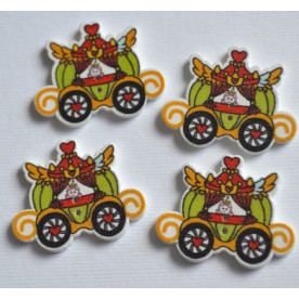 Деревянная пуговица Карета , цвет зеленый, размер 3,5*2,5, 1 шт