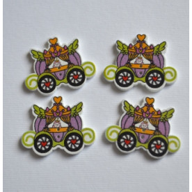 Деревянная пуговица Карета , цвет сиреневый, размер 3,5*2,5, 1 шт