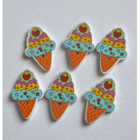 Деревянная пуговица Мороженое, цвет красный, 2,5 см, 1 шт