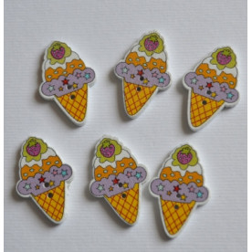 Деревянная пуговица Мороженое, цвет желтый, 2,5 см, 1 шт