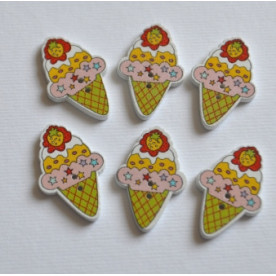 Деревянная пуговица Мороженое, цвет зеленый, 2,5 см, 1 шт