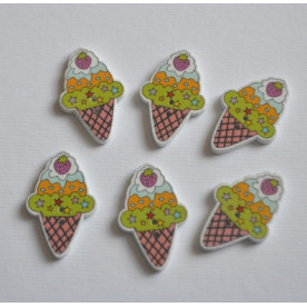 Дерев'яний гудзик Морозиво, колір рожевий, 2,5 см, 1 шт