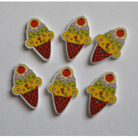 Деревянная пуговица Мороженое, цвет ярко-красный, 2,5 см, 1 шт