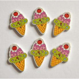 Деревянная пуговица Мороженое, цвет ярко-желтый, 2,5 см, 1 шт