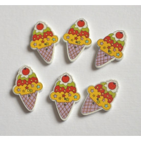 Дерев'яний гудзик Морозиво, колір бузковий, 2,5 см, 1 шт