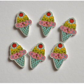 Деревянная пуговица Мороженое, цвет голубой, 2,5 см, 1 шт