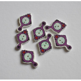 Деревянная пуговица Зеркальце, фиолетовый, размер 2,5 см, 1 шт