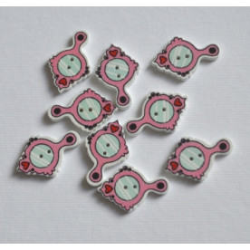 Деревянная пуговица Сказочное зеркальце, розовый, размер 2,5 см, 1 шт