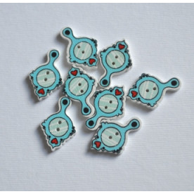 Деревянная пуговица Зеркальце, голубой, размер 2,5 см, 1 шт