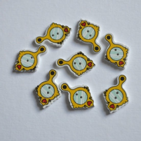 Деревянная пуговица Зеркальце, желтый, размер 2,5 см, 1 шт