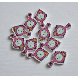 Деревянная пуговица Зеркальце, розовый, размер 2,5 см, 1 шт