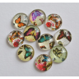 Набір скляних кабошонов Метелики, розмір 12 мм, 10 шт