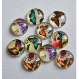 Набор стеклянных кабошонов Бабочки 2, размер 12 мм, 10 шт