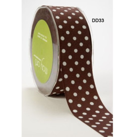 Репсова стрічка DOTS - BROWN / WHITE від May Arts, 4 см, 90 см