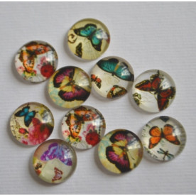 Набор стеклянных кабошонов Бабочки 3, размер 12 мм, 10 шт