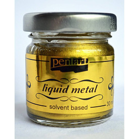 Фарба з ефектом рідкого металу, на основі розчинника, античне золото, 30мл, Pentart