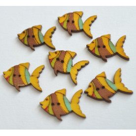 Дерев'яна гудзик Рибка, коричнева, 3 см, 1 шт