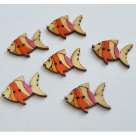 Дерев'яна гудзик Рибка, червоний, 3 см, 1 шт