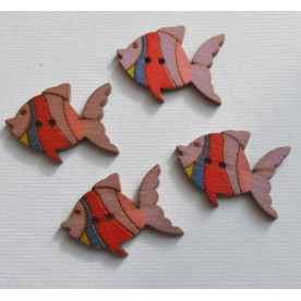 Дерев'яна гудзик Рибка, фіолетовий, 3 см, 1 шт